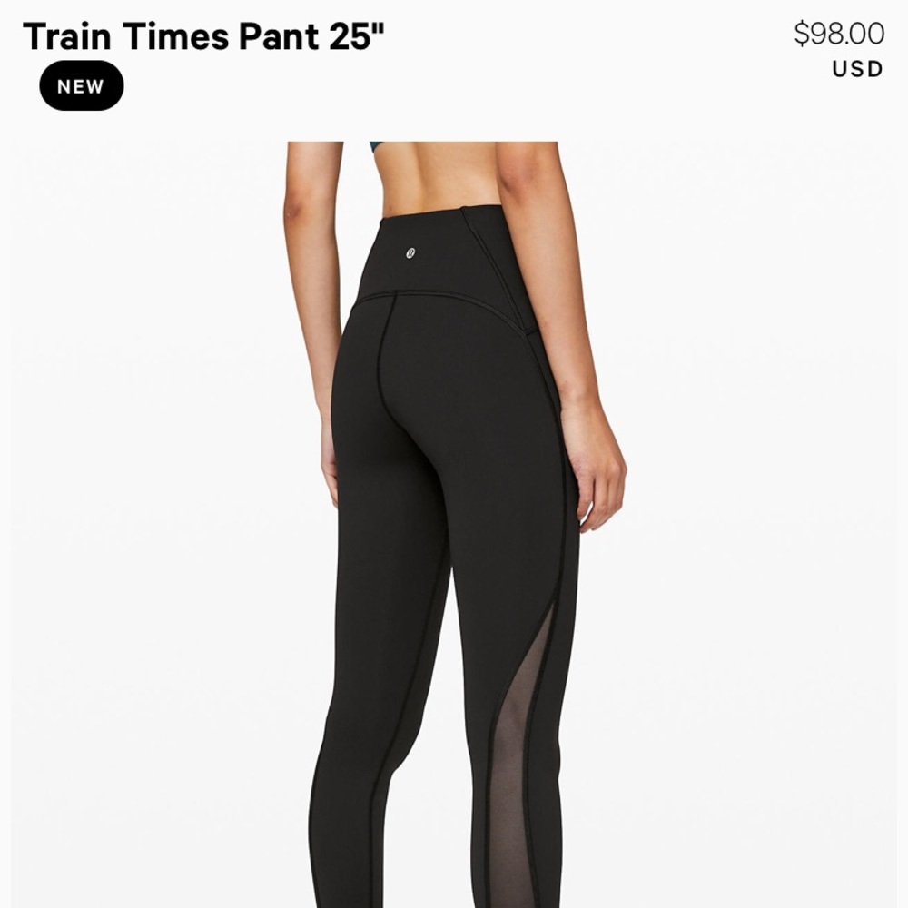 Lululemon Train Times Black Mesh Leggings-Size 6
